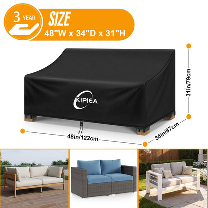 Kipiea Patio Sofa Cover, Heavy Duty 420D Outdoor Couch Cover Waterproof Winter, 2-Seat Patio Furniture Cover Loveseat, Outdoor Sofa Covers with Anti UV and No Tears, No Fading (48" W x 34" D x 31" H) 🍁 All In One Marketplace Canada