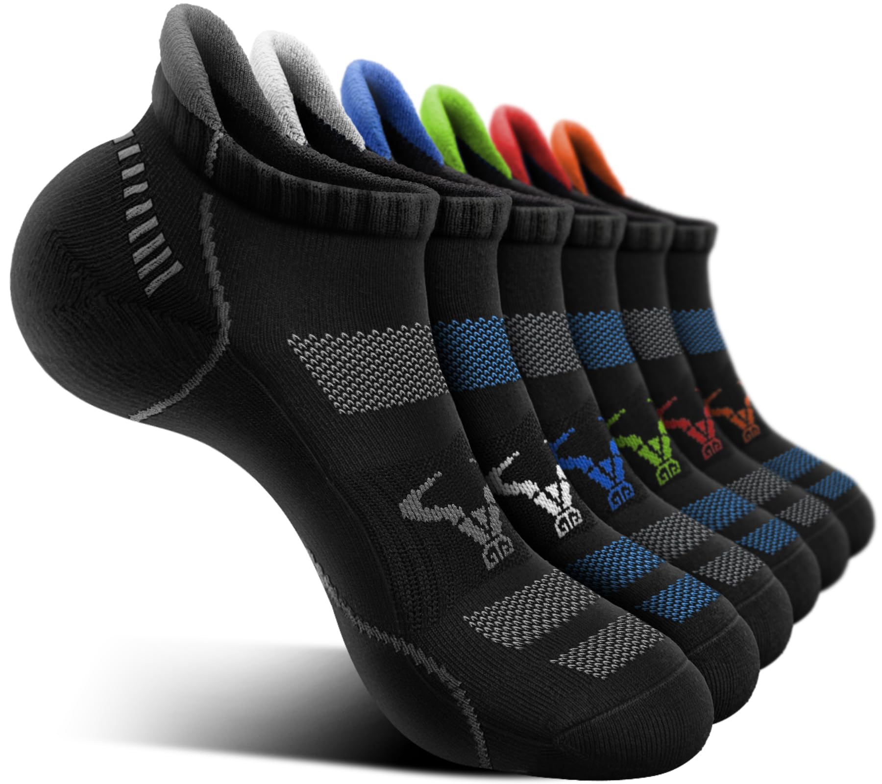 BULLIANT Men Running Socks 6Pairs-Ankle Athletic Socks Wicking Cushioned for Men Walking-Arch Compression Support(6Pairs,Shoes Size:Men 10-12) - Available at All In One Marketplace Canada