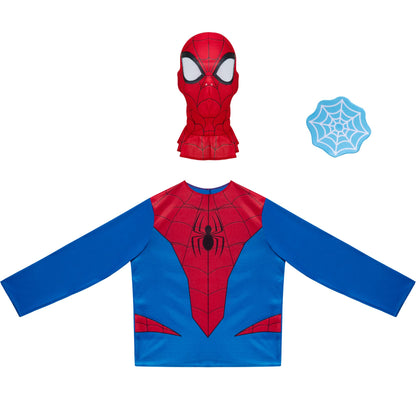 Marvel Spider-Man Team Halloween Costume Dress Up Box - Three Medium-Size Long-Sleeved Tops and Fabric Masks
