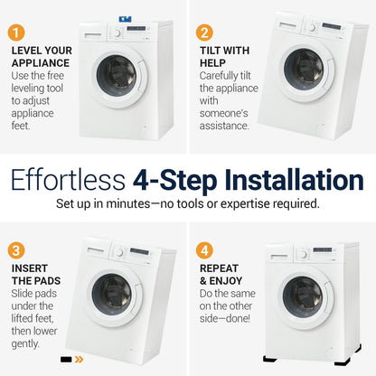 Anti Vibration Pads Washing Machine and Dryer (Set of 4) - Universal Washer Anti Vibration Pads with HexiGrip™ - Washing Machine Accessories & Leveling Pads - Vibration Dampening Mat