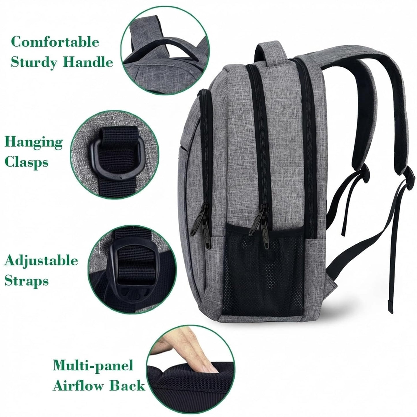 MATEIN Travel Laptop Backpack, Business Anti Theft Slim Sturdy Laptops Backpack, Water Resistant College School Computer Bag Gift for Men & Women Fits 15.6 Inch Notebook, Grey
