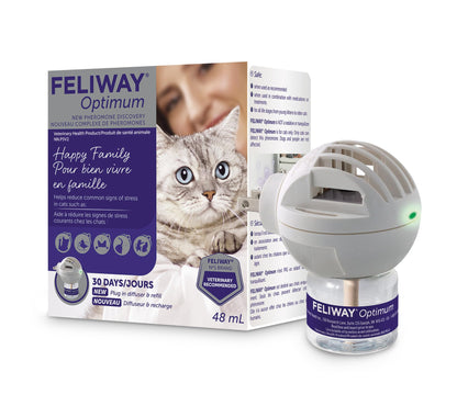 FELIWAY Optimum Starter Kit, Promotes Calmness AND Harmony in Cats & Kittens, VHP Registered NN.P5V2, includes 1 Diffuser 1 Refill, Lasts 30 Days, Cat Calming Pheromones, 48ml