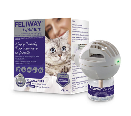 FELIWAY Optimum Starter Kit, Promotes Calmness AND Harmony in Cats & Kittens, VHP Registered NN.P5V2, includes 1 Diffuser 1 Refill, Lasts 30 Days, Cat Calming Pheromones, 48ml