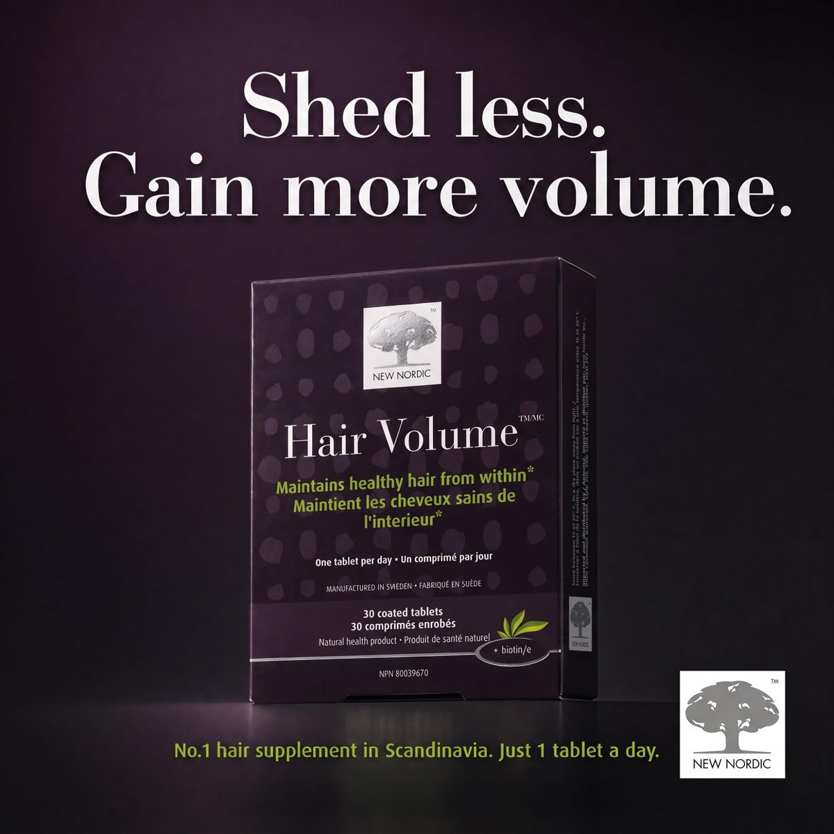 New Nordic Hair Volume Tablets, Plant-Based Formula, Biotin, 30 Day Supply