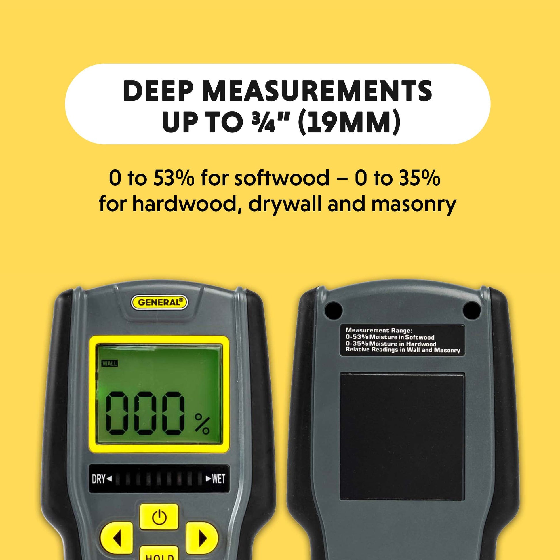 General Tools MMD7NP Moisture Meter, Pinless, Digital LCD with Tricolor Bar Graph General Tools