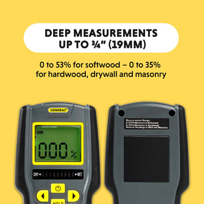 General Tools MMD7NP Moisture Meter, Pinless, Digital LCD with Tricolor Bar Graph General Tools