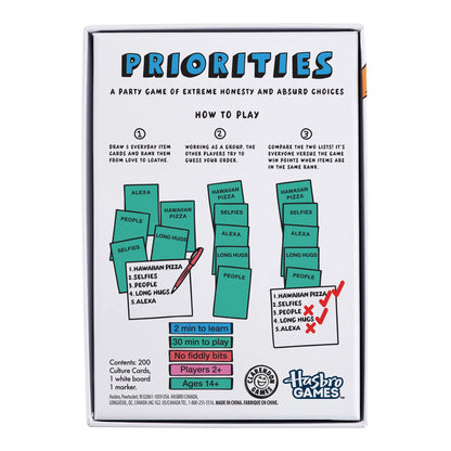 Priorities Game | A Party Game of Absurd Choices | Hilarious Card Games for Adults and Teens | Ages 14+ | 2+ Players | 30 Mins. (English Version) Hasbro Gaming