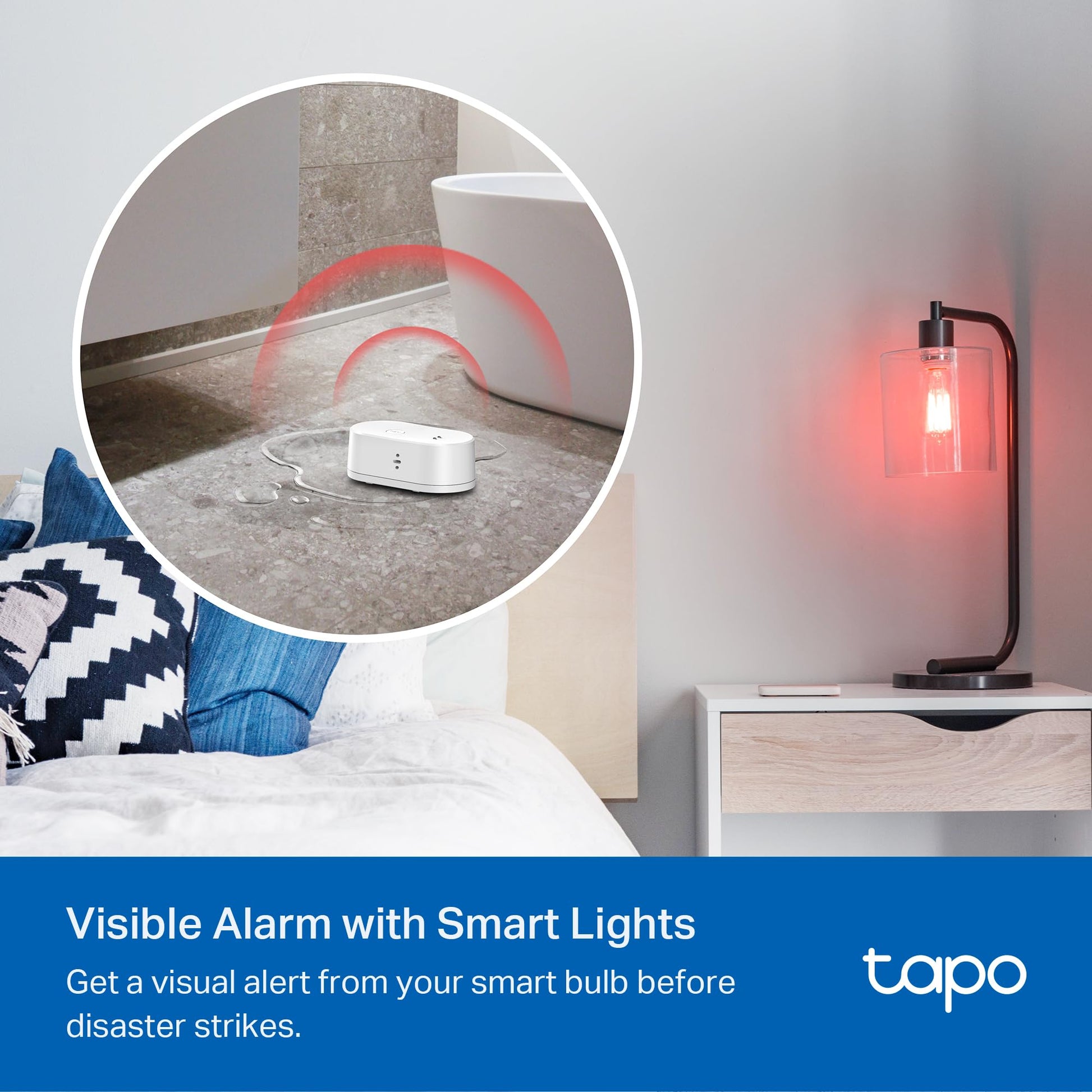 TP-Link Tapo Smart Water Leak Detector, Requires Tapo Hub, Water Leak Sensor Wi-Fi with Rapid Dripping Detection, 90dB Adjustable Alarm, App Alerts, Compatible with Alexa and Google Home, T300 Tapo