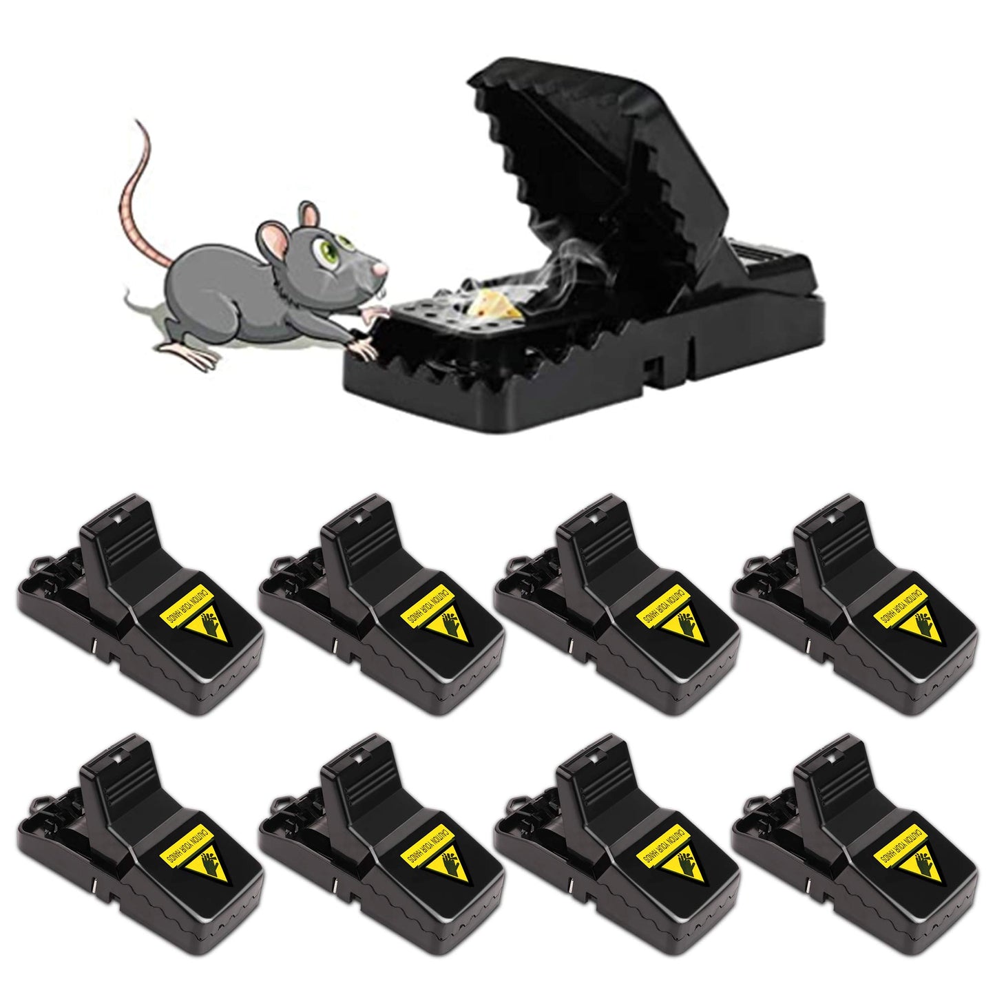 Mouse Traps 8 Pack - Humane Instant Catch Reusable Indoor/Outdoor Snap Traps for Small Mice, Safe & Effective Rodent Catcher with Easy Clean Design (Kids & Pets Friendly)