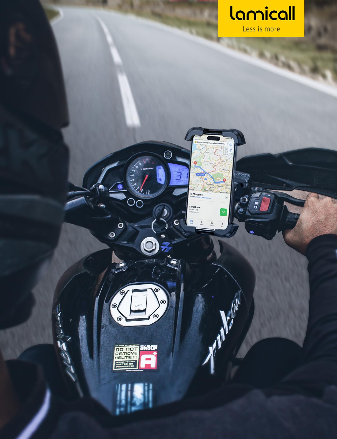 Lamicall Motorcycle Phone Mount Holder - [Dual Vibration Dampener] Anti Shake Motorcycle Phone Mount with Upgraded Handlebar Clamp, Bike Phone Mount for iPhone 14 15 Pro Max 16 17 Pro, 4.7-6.7" Phone
