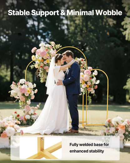 VEVOR Arch Backdrop Stand, Set of 3, 6/5/4 ft, Stable Structure, Easy Assembly, Gold Metal Arch Backdrop Stand for Wedding, Birthday Party, Graduation, Holiday Celebration, and Ceremony Decoration 🍁 All In One Marketplace Canada