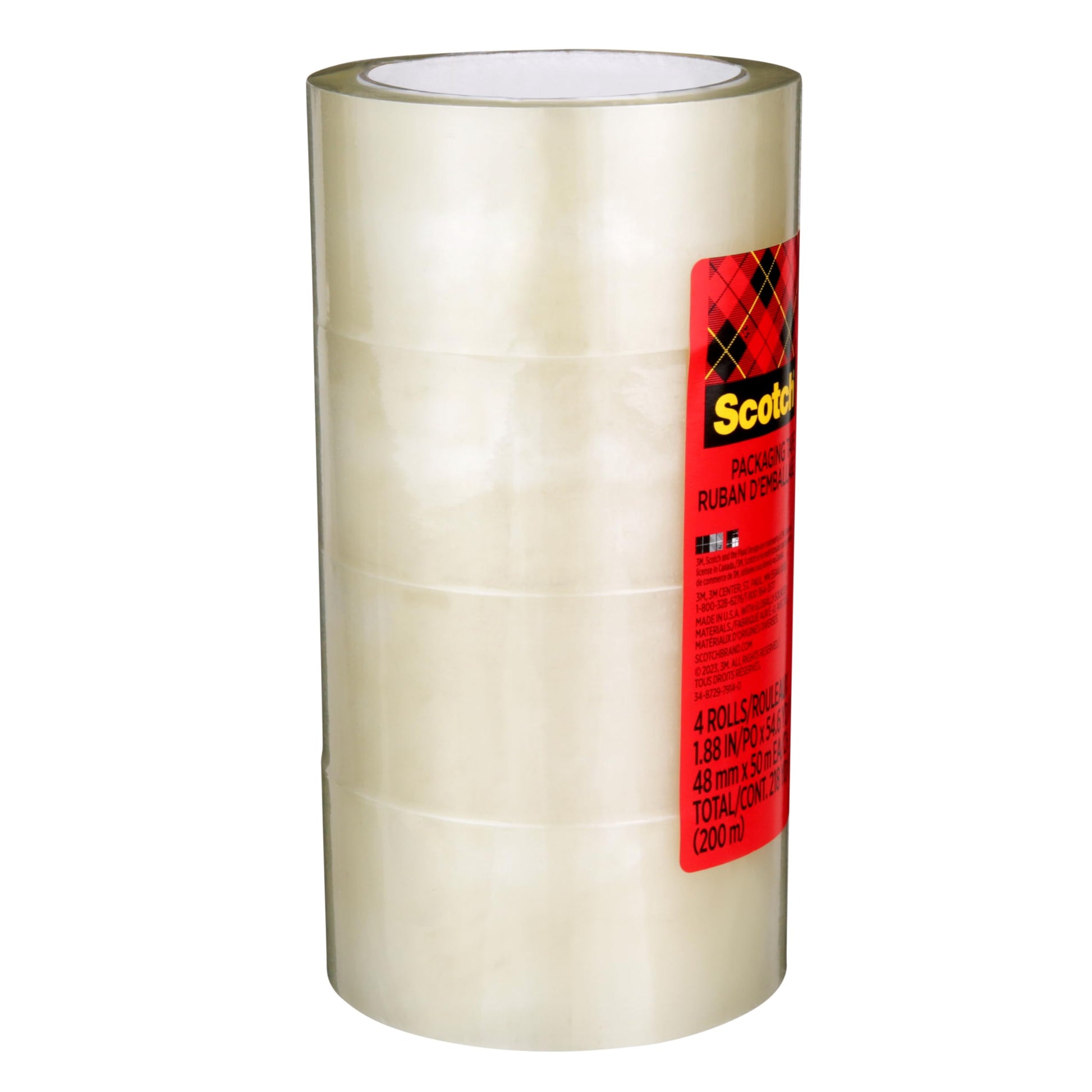 Scotch Shipping and Packaging Tape, 48 mm X 50 m, 4-Pack, Packing Tape for Moving and Storage