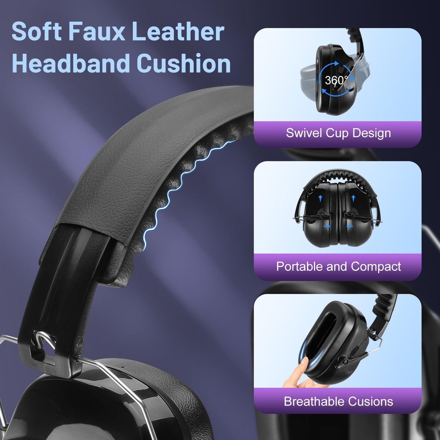 Floriogra 2 Pack Ear Protection Ear Muffs Noise Reduction, SNR 35dB Hearing Protection Earmuffs, Noise Cancelling Ear Muffs, Noise Cancelling Headphones for Autism,for Shooting, Mowing, Hunting - Available at All In One Marketplace Canada