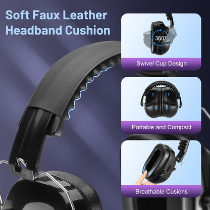 Floriogra 2 Pack Ear Protection Ear Muffs Noise Reduction, SNR 35dB Hearing Protection Earmuffs, Noise Cancelling Ear Muffs, Noise Cancelling Headphones for Autism,for Shooting, Mowing, Hunting - Available at All In One Marketplace Canada