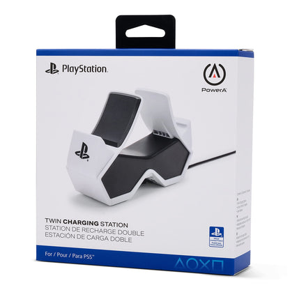 PowerA Twin Charging Station for Dualsense Wireless Controllers, Dualsense Controller Charging, Charge, Sony PlayStation, PS5, Officially Licensed - PlayStation 5