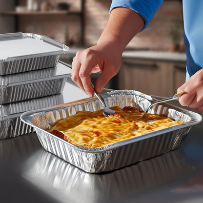 Notwoe® 30 Pack Disposable Aluminum Pans With Lids, 10x7.5 And 7.3x5.3 Square 6.9x4.3 Square Combo Set, Disposable Baking and Cake Pan. (30 Pack w/Lids) 🍁 All In One Marketplace Canada