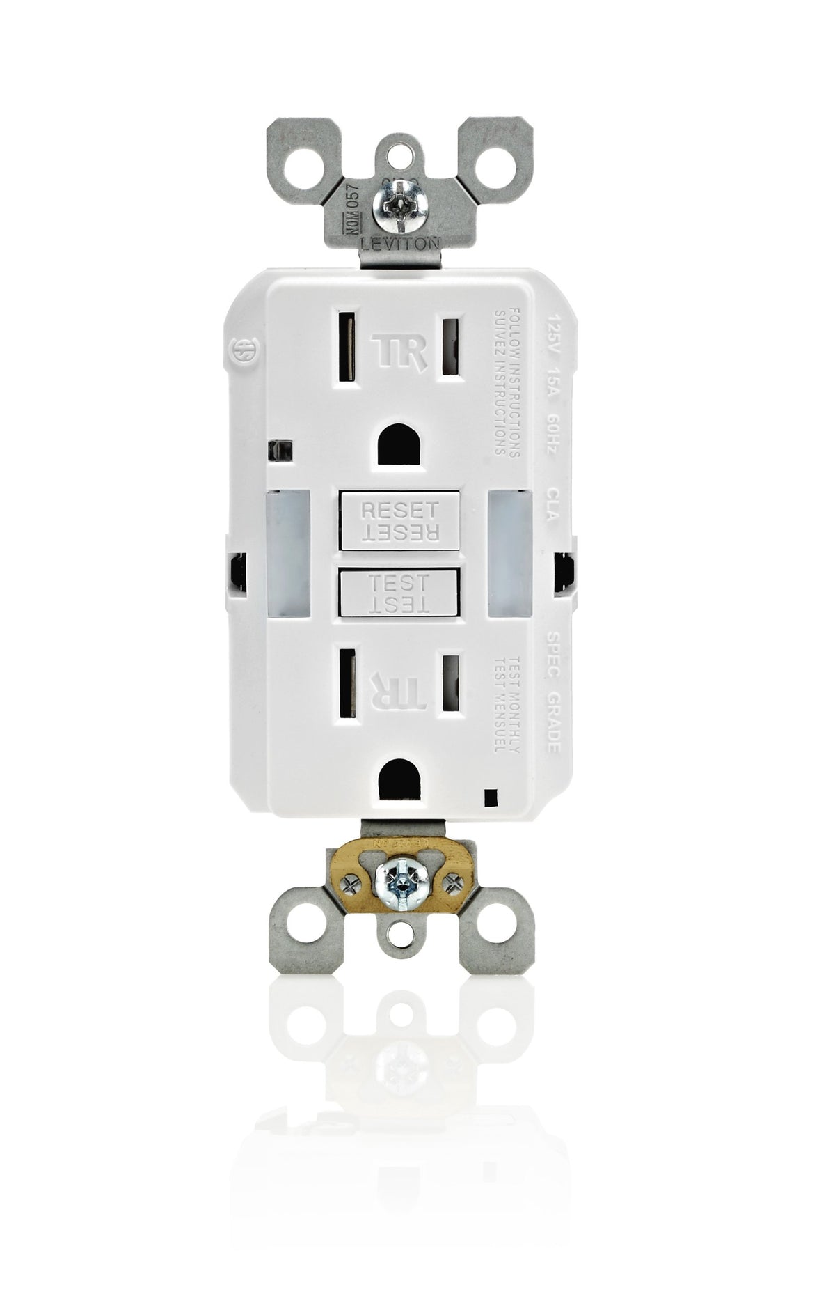 Leviton GFCI Receptacle with Guidelight, 15 Amp Tamper-Resistant with LED Indicator Light, Self Test, GFNL1-00W, White