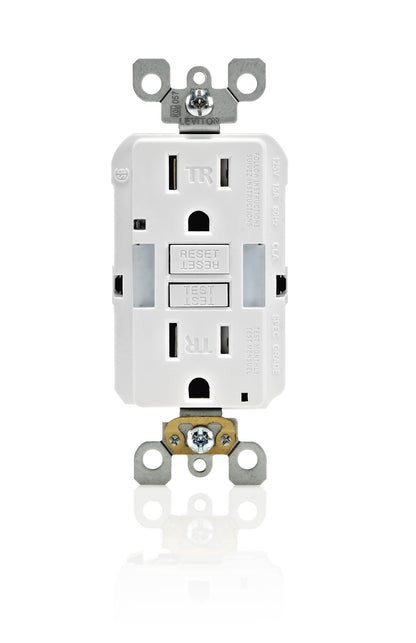 Leviton GFCI Receptacle with Guidelight, 15 Amp Tamper-Resistant with LED Indicator Light, Self Test, GFNL1-00W, White