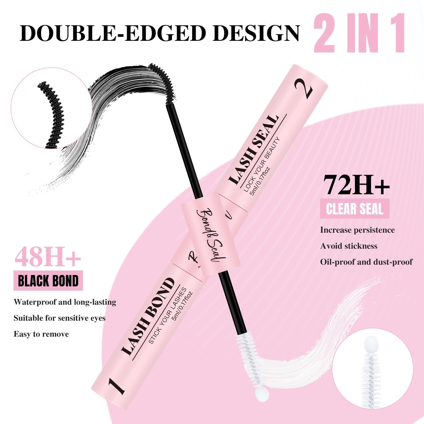 Mayhug Lash Cluster Glue Waterproof Lash Bond and Seal Kit with Lash Glue Remover and Tweezers Long-Lasting For DIY Eyelash Extension At Home Use Beginners Friendly Kit 4-in-1 - Available at All In One Marketplace Canada
