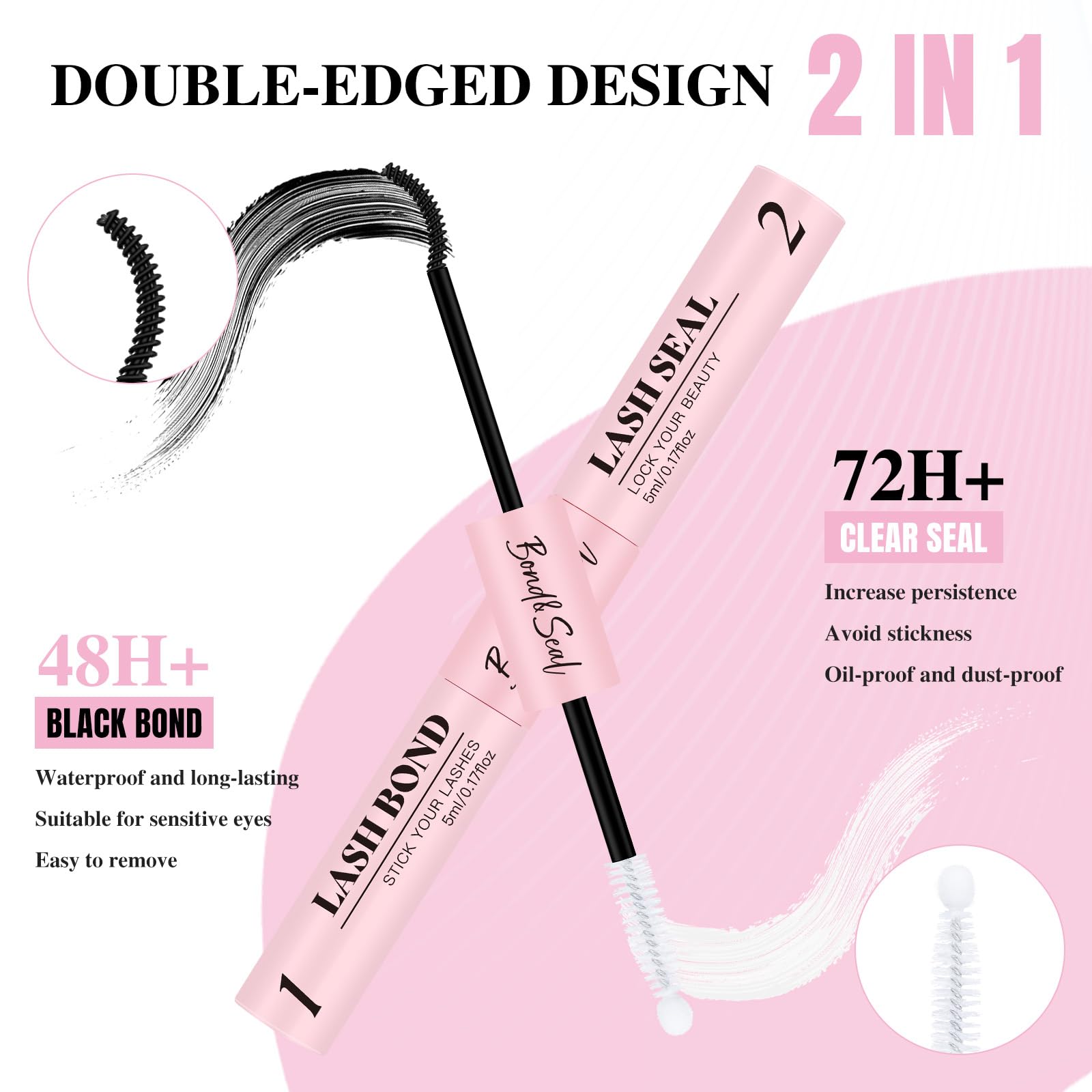Mayhug Lash Cluster Glue Waterproof Lash Bond and Seal Kit with Lash Glue Remover and Tweezers Long-Lasting For DIY Eyelash Extension At Home Use Beginners Friendly Kit 4-in-1 - Available at All In One Marketplace Canada