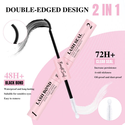 Mayhug Lash Cluster Glue Waterproof Lash Bond and Seal Kit with Lash Glue Remover and Tweezers Long-Lasting For DIY Eyelash Extension At Home Use Beginners Friendly Kit 4-in-1 - Available at All In One Marketplace Canada