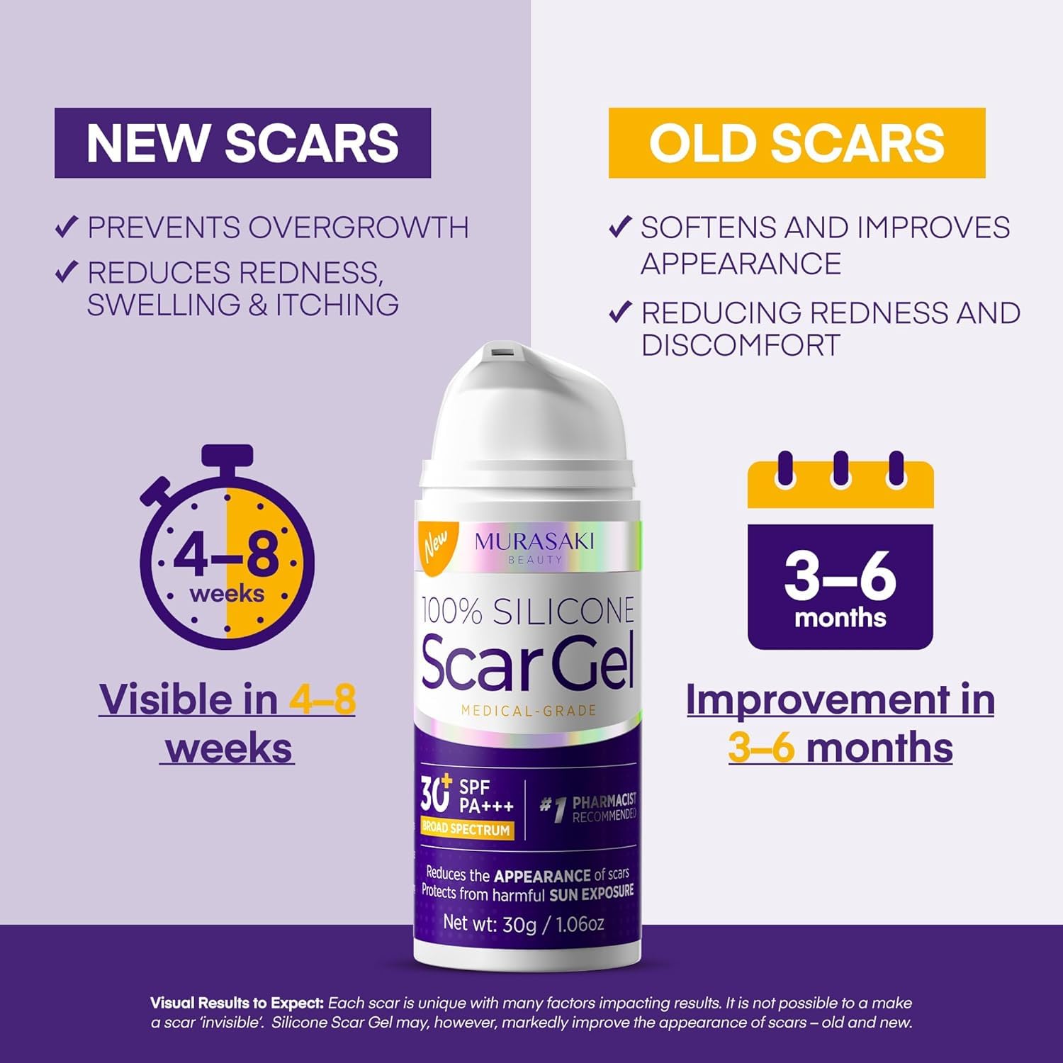Silicone Scar Gel Scar Cream - SPF 30 Advanced Scar Gel for Old and New Scars - Available at All In One Marketplace Canada