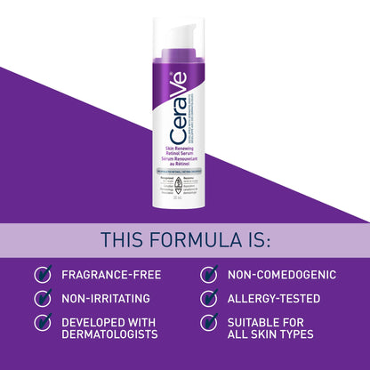 CeraVe Retinol Serum for Face, Skin Renewing Retinol & Hyaluronic Acid Serum for Men & Women. Anti Aging to Improve Appearance of Fine Lines & Wrinkles. Fragrance-Free & Non-Comedogenic. 30mL - Available at All In One Marketplace Canada