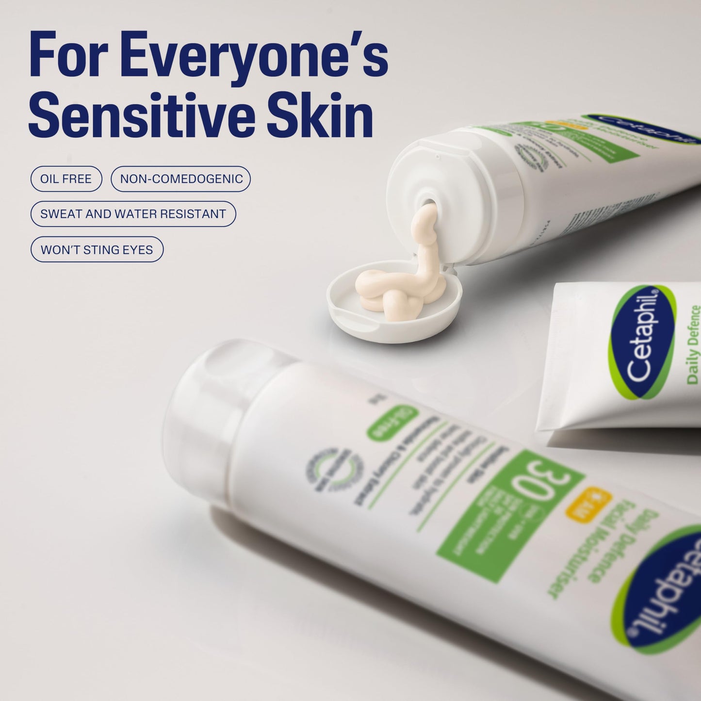Cetaphil Daily Facial Moisturiser SPF 30, Lightweight SPF Moisturiser for Sensitive Skin, 50ml, Niacinamide & Chicory Extract, UVA/UVB Protection, 24 Hour Hydration, Dermatologist Recommended