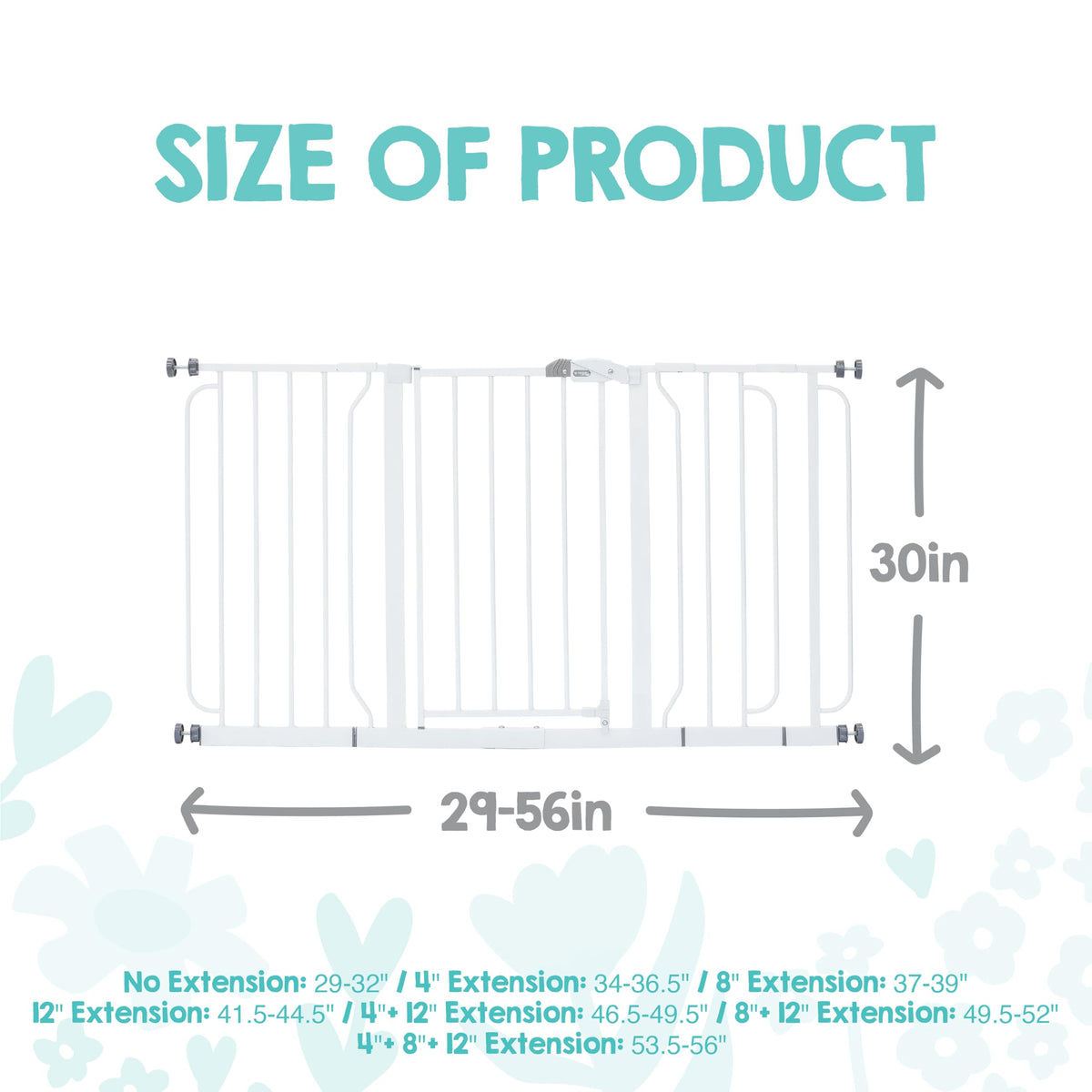 Regalo 56-Inch Extra WideSpan Walk Through Baby Gate, Bonus Kit, Includes 4-Inch, 8-Inch and 12-Inch Extension