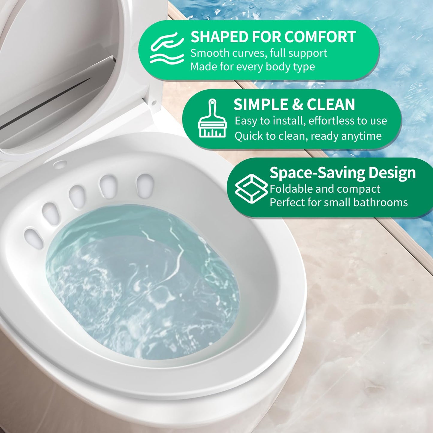 RUGUO Sitz Bath, Sitz Bath for Hemorrhoids - Sitz Bath for Toilet Seat - Sitz Bath for Postpartum Care, Sits Bath Kit for Women, Collapsible, Wider Seating Area, Deeper Bowl - Available at All In One Marketplace Canada