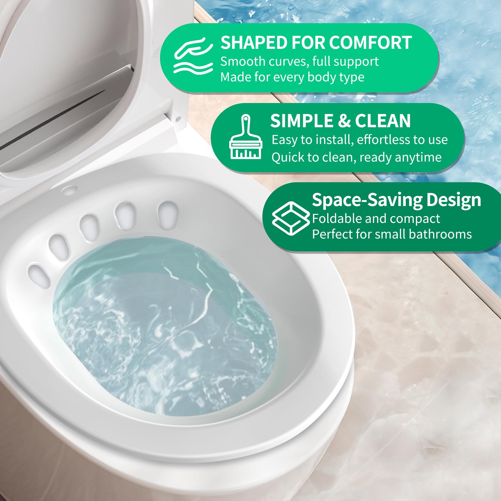 RUGUO Sitz Bath, Sitz Bath for Hemorrhoids - Sitz Bath for Toilet Seat - Sitz Bath for Postpartum Care, Sits Bath Kit for Women, Collapsible, Wider Seating Area, Deeper Bowl - Available at All In One Marketplace Canada