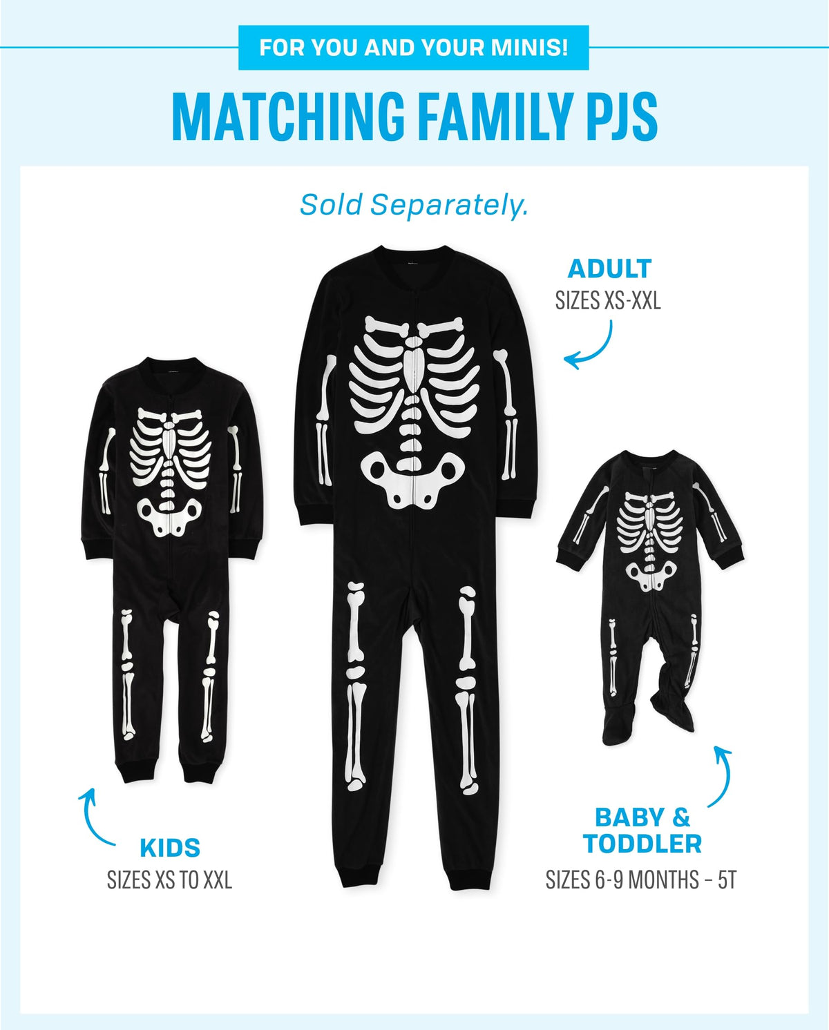 The Children's Place, Vêtements assortis pour bébé et famille, ensembles de pyjamas de fête, polaire, squelette d'Halloween, 3XL