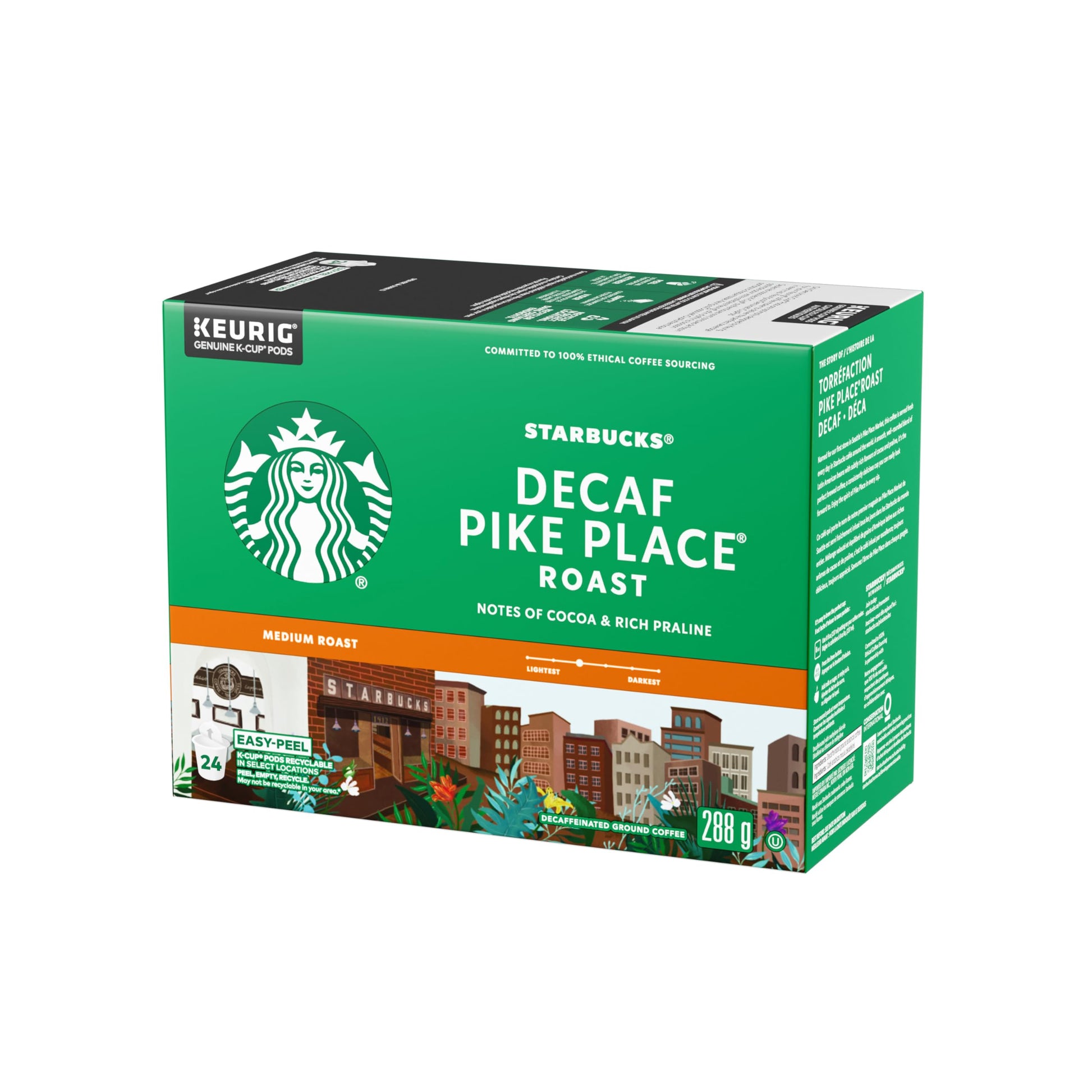 STARBUCKS Pike Place Decaf Roast Medium Roast Ground Coffee K-Cup Pods Box, 288 g - Available at All In One Marketplace Canada