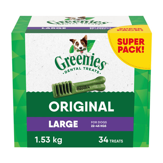 GREENIES Dog Treats Original Large Natural Dental Care, (34 Treats) 54oz. Pack