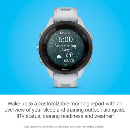 Garmin Forerunner® 265S Running Smartwatch, Colorful AMOLED Display, Training Metrics and Recovery Insights, Whitestone and Neo Tropic
