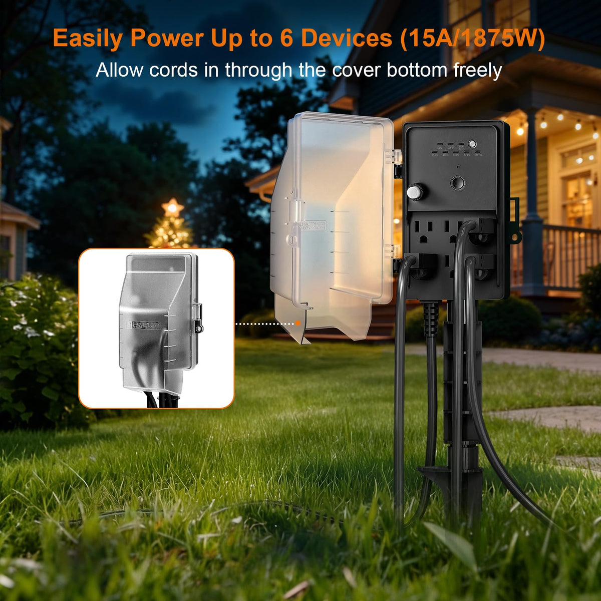 SURAIELEC Outdoor Power Stake Timer, Dusk to Dawn Weatherproof Light Timer 🍁 All In One Marketplace Canada