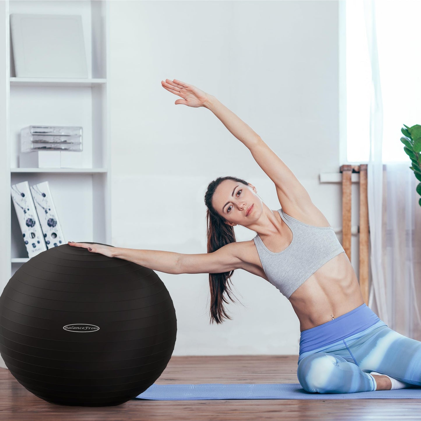 BalanceFrom Anti-Burst Slip Resistant Exercise Ball - 26-inch Black, 2,000-Pound Capacity