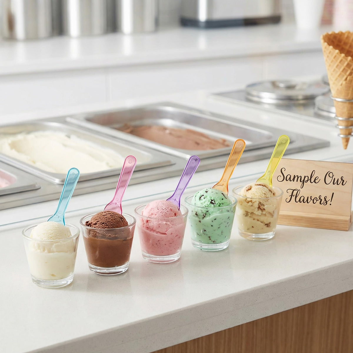 Hiceeden 1000 Pcs Colorful Mini Spoons, 3 Inch Disposable Plastic Tasting Spoons, Small Spoons Snow Cone Taster Spoons for Ice Cream Dessert Party Wedding Cake Yogurt Jello Jam 🍁 All In One Marketplace Canada