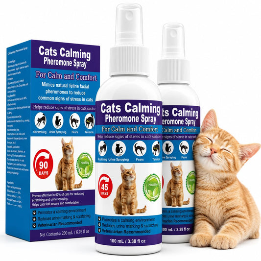 Cat Calming Spray & Cat Pheromone Spray – Stress & Anxiety Relief for Cats & Kittens, Reduces Scratching, Peeing & Marking, Safe Drug-Free Formula with F3 Cat Pheromones,2 Pack - Available at All In One Marketplace Canada