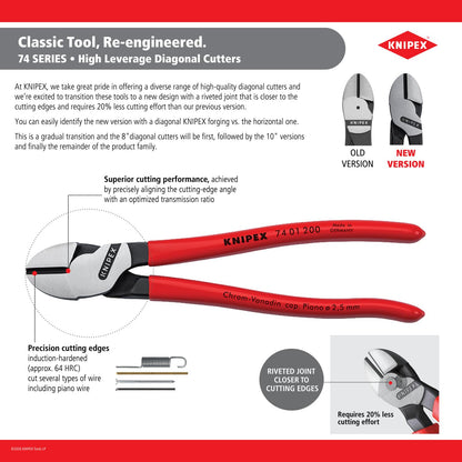 Knipex 7401200SBA 8-Inch High Leverage Diagonal Cutters