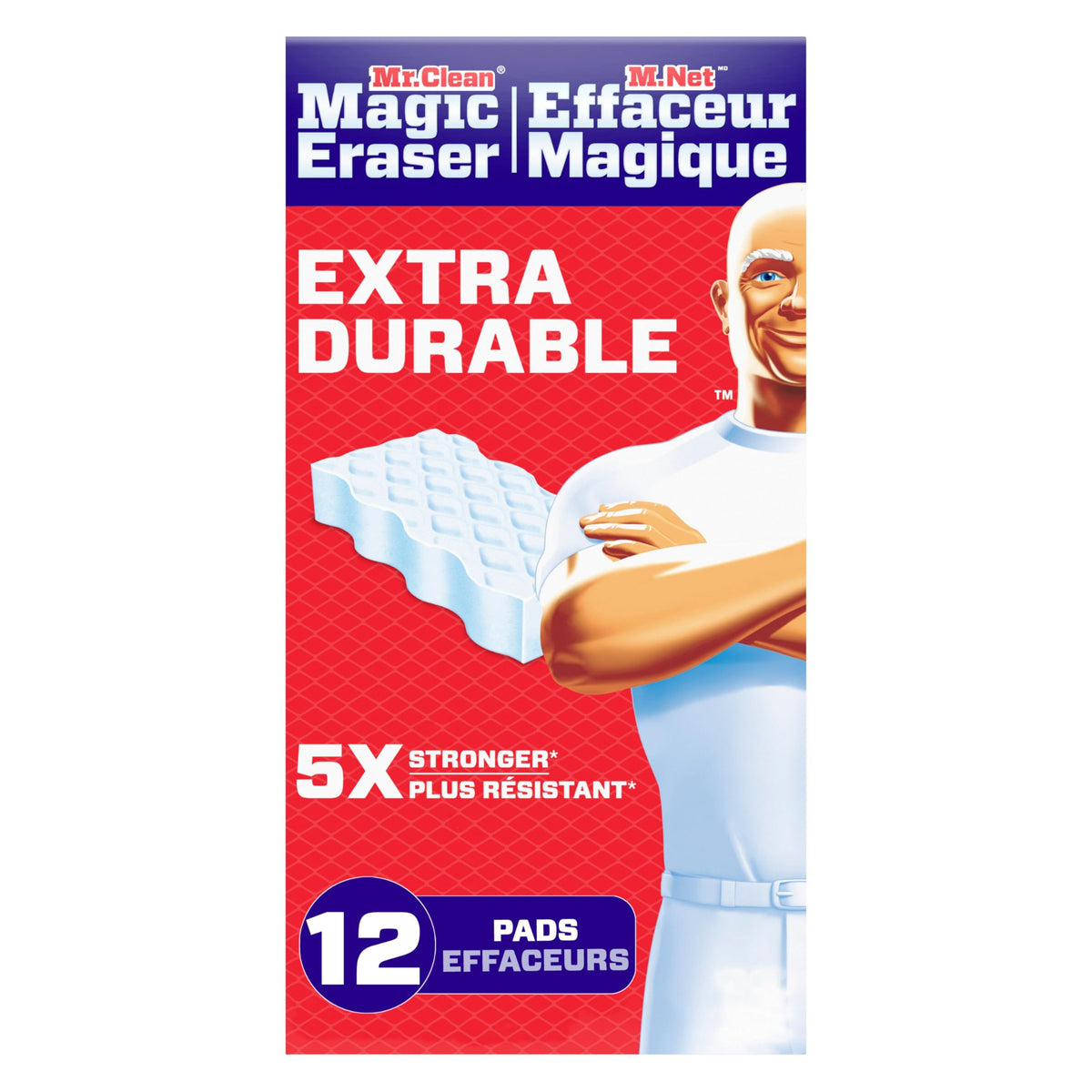 Mr. Clean Magic Eraser Sponge, Extra Durable, All Purpose Cleaner, Cleaning Scrubber, Wall, Sneaker, Kitchen, Bathroom, Shower Cleaner, Cleaning Supplies, Pads, 12ct, [Special Feature]