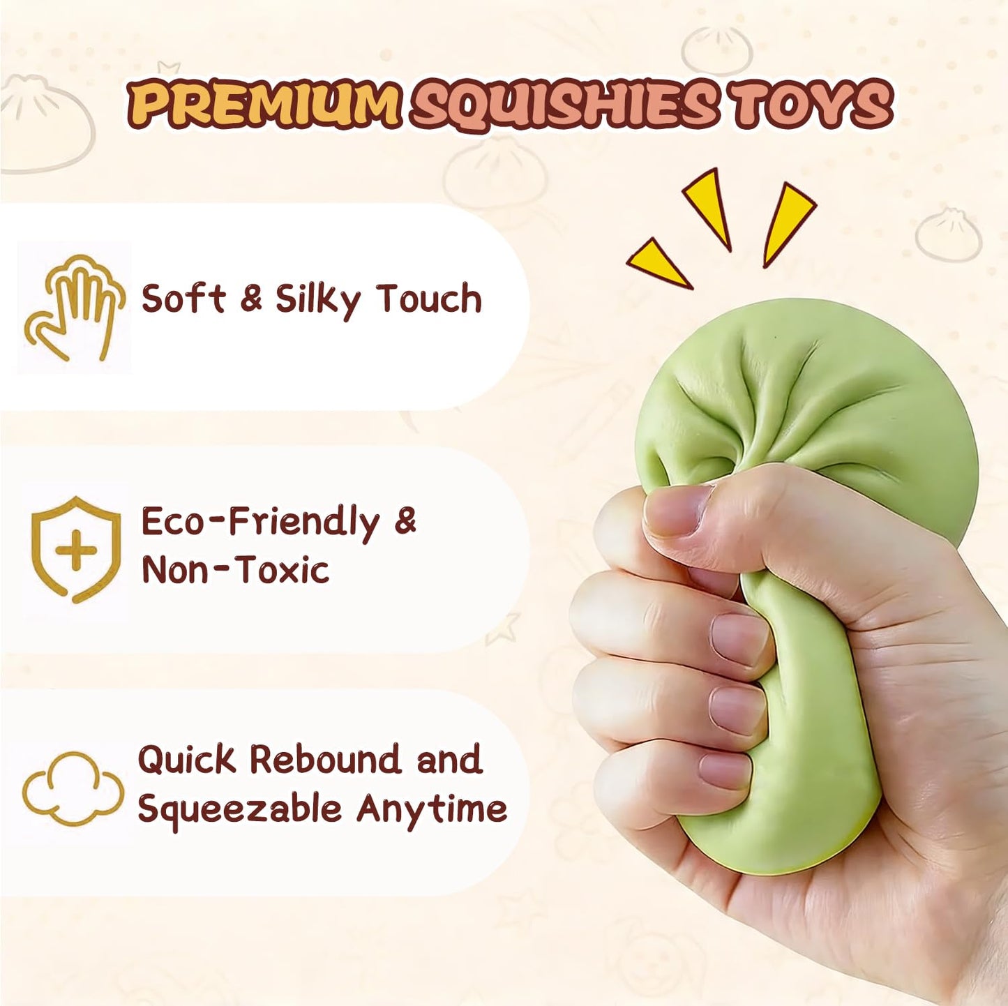 Dumpling Squishy 4 Pack, Glitter Dumpling Squishy Fidget Sensory Toys, Colorful Dumplings Squishies Stress Balls for Anxiety Relief, Bao Bun Squeeze for Kids Adults Presents 🍁 All In One Marketplace Canada