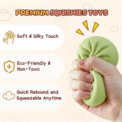 Dumpling Squishy 4 Pack, Glitter Dumpling Squishy Fidget Sensory Toys, Colorful Dumplings Squishies Stress Balls for Anxiety Relief, Bao Bun Squeeze for Kids Adults Presents 🍁 All In One Marketplace Canada