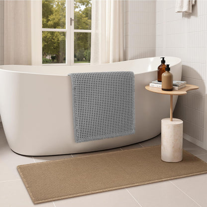Rvolst Bath Mat Rug for Bathroom Waffle Woven Bathroom Mat Super Absorbent Machine Washable Non Slip Farmhouse Boho Bathroom Rug 46x77cm Brown - Available at All In One Marketplace Canada