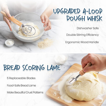 Glimsax Banneton Proofing Basket Set of 2, 9" Round & 10" Oval for Sourdough Baking, Bread Making Accessories and Tools Starter Kit, Gifts for Beginner and Professional Bakers - Available at All In One Marketplace Canada