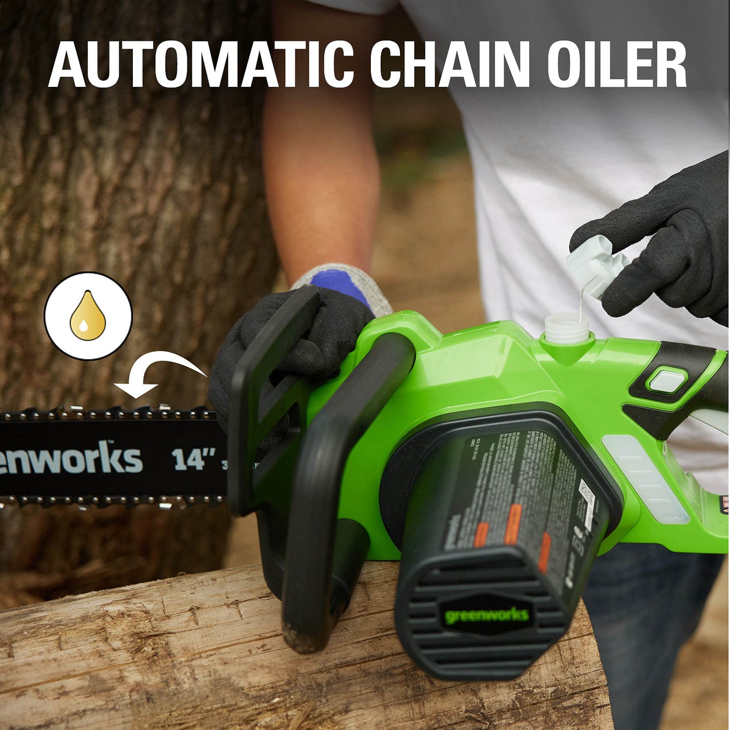 Greenworks 9 Amp 14-Inch Corded Chainsaw with Tool-less Chain Tensioning & Auto Oiling, Electric Handheld Chainsaw for Garden Yard Maintenance Tree Felling Triming, Firewood Cutting Logging Pruning Greenworks