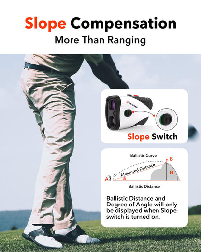 REDTIGER 1200 Yards Golf Range Finder with Slope, 7X Magnification Golf Rangefinder, IP54 Waterproof, Fast Flag Pole Locking Vibration, Rechargeable Laser Rangefinder Golfing with Magnet Stripe