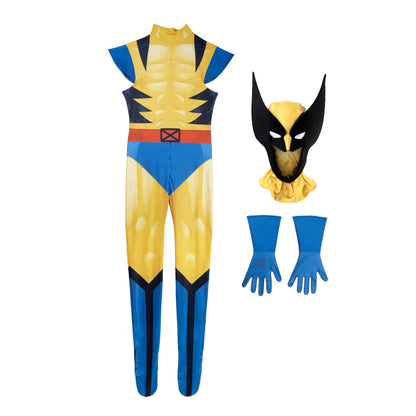 MARVEL Wolverine Official Adult Deluxe Zentai Halloween Costume-Deluxe Spandex Suit with Gloves X-Large