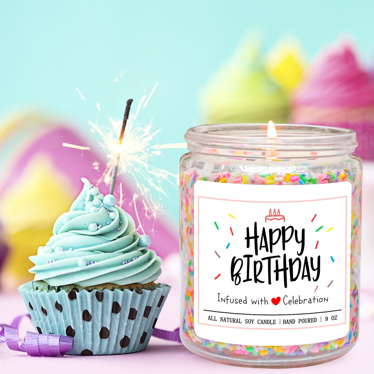 Homsolver Happy Birthday Candles Gifts for Women - Vanilla Birthday Cake Scent with Sprinkles Birthday Gifts for Women - Birthday Candles for Women, Happy Birthday Aromatherapy Candles Handmade 🍁 All In One Marketplace Canada