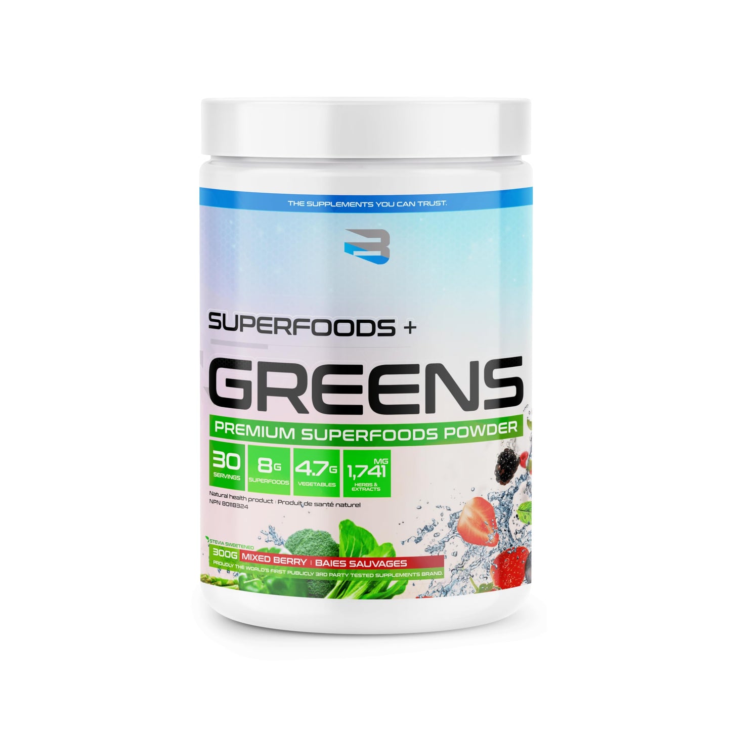 Believe Supplements Superfoods+Greens - Superfood Blend | Boost Energy, Immunity, and Digestion | Rich in Antioxidants & Essential Nutrients! (30 servings, Mixed Berry) Believe Supplements